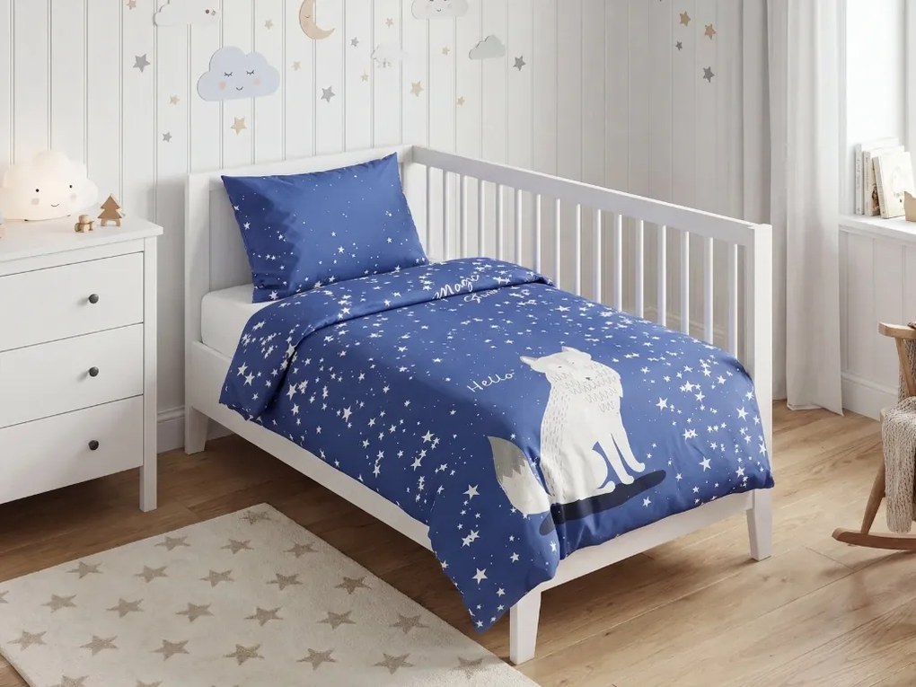Svietiace bavlnené obliečky do postieľky MAGIC STARS modré Rozmer obliečky: 40 x 60 cm | 100 x 135 cm