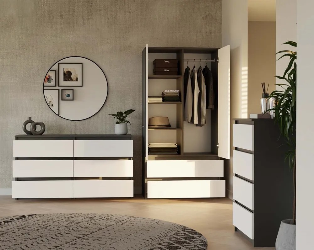 Šatníková skriňa Malwa SS-90 cm antracit/biela