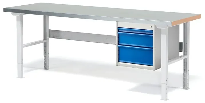 Dielenský stôl SOLID s 3 zásuvkami, nosnosť 750 kg, 2000x800 mm, oceľ