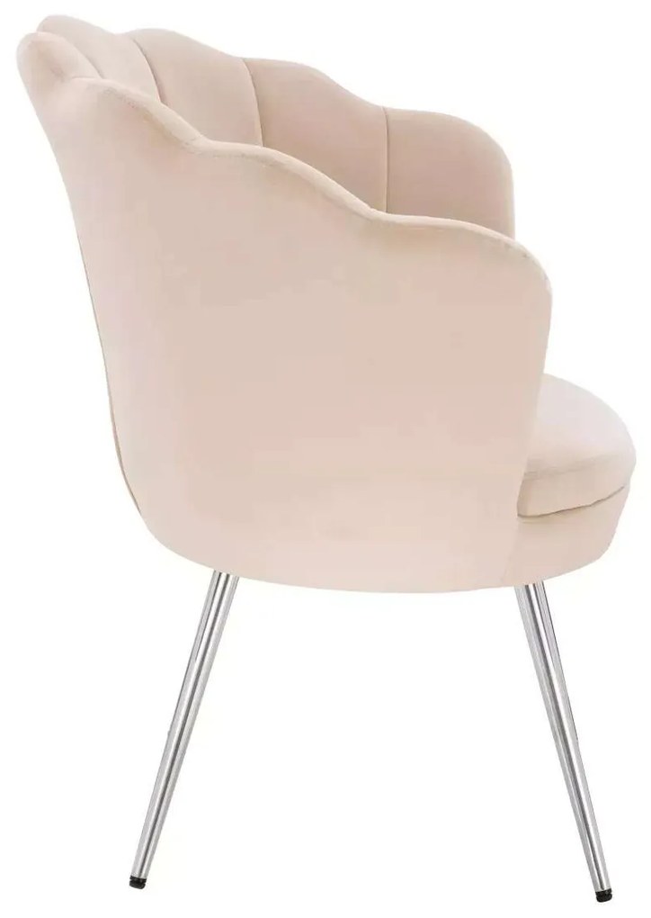 LuxuryForm DESIGN Kreslo FREY VELUR so striebornými nohami - krémové