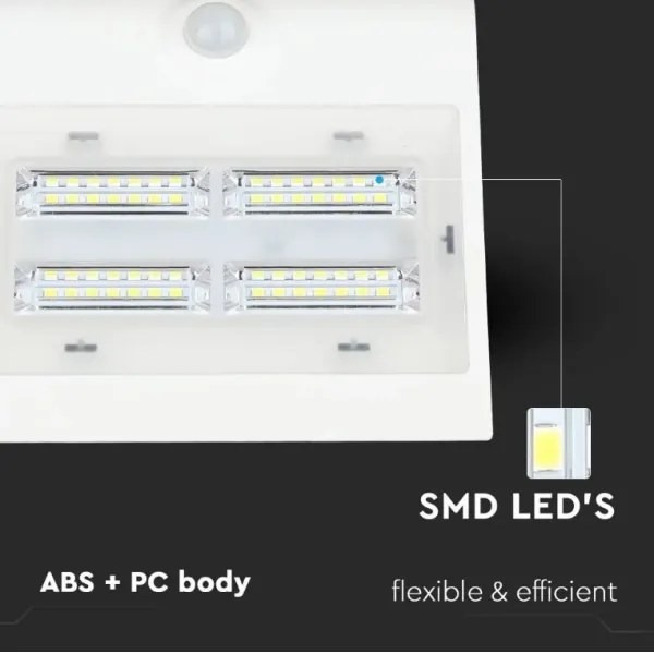 LED Solárne nástenné svietidlo so senzorom LED/3W/3,7V 3000/4000K IP65 biela