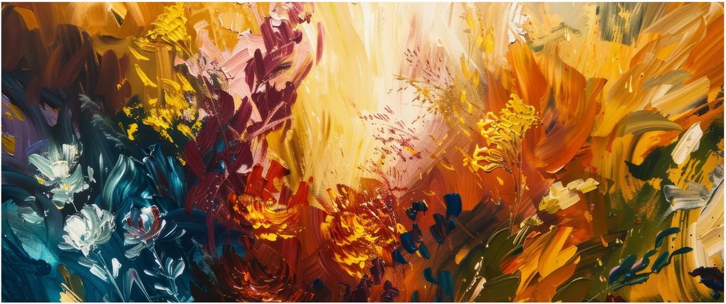 Obraz - Abstraktná maľba kvetov (120x50 cm)