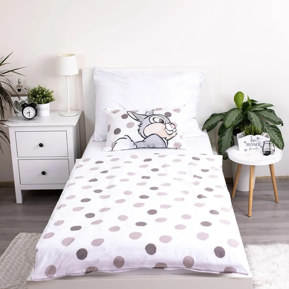 Bielo-sivé bavlnené detské obliečky do postieľky 100x135 cm Thumper "Dots" – Jerry Fabrics