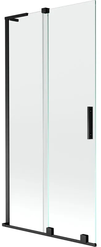Mexen Velar L, 2-krídlová posuvná vaňová zástena 90 x 150 cm, 8mm číre sklo, čierna matná, 896-090-003-01-70