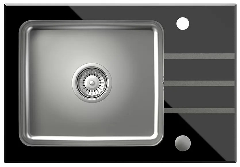 Kuchynský drez z nerezu a tvrdeného skla Efekt 116 640x440x190 mm čierny
