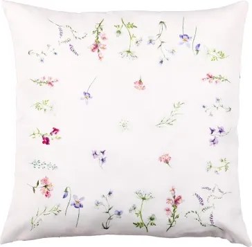 Dekoračný vankúš kvety 45x45 cm, biely%