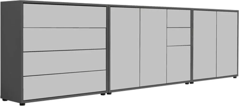 XXXLutz ŠIROKÁ KOMODA, antracitová, biela, 263,5/73/33 cm MID.YOU - Komody - 001067013003