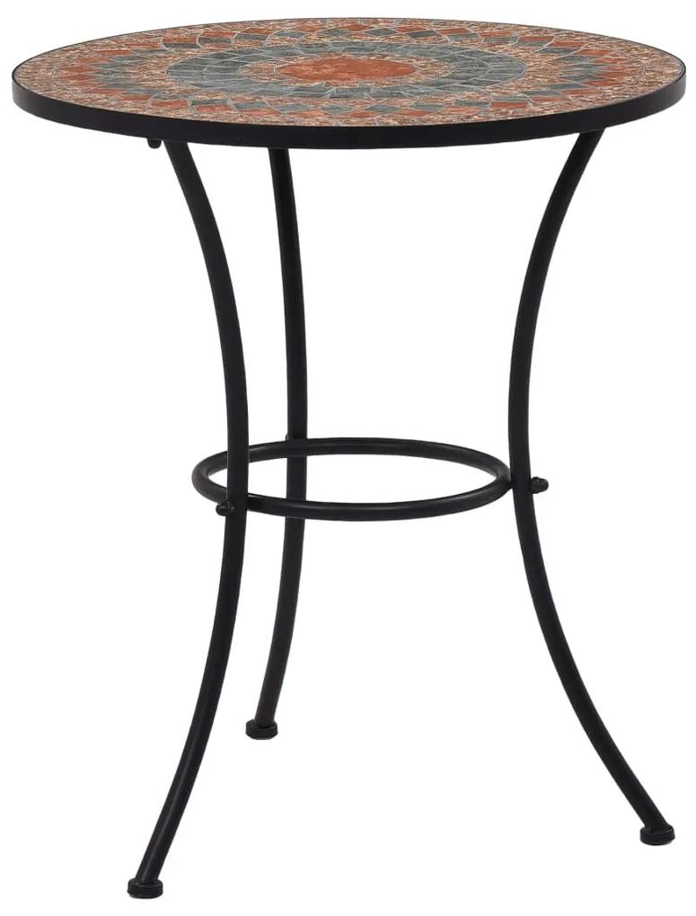 Mozaikový bistro stolík, oranžový/sivý 60 cm, keramika