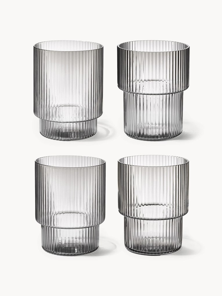Ručne fúkané reliéfne poháre Ripple, 200 ml, 4 ks