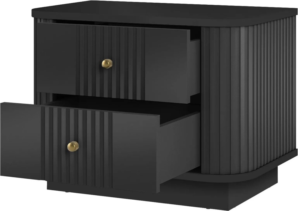 Sada nočných stolíkov Vespera 56 cm na sokli - čierna / zlatá