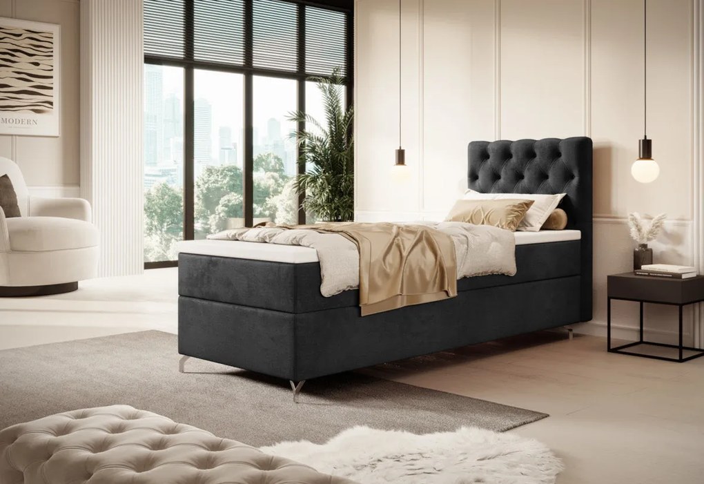 Čalúnená posteľ boxspring FESTER - monolith 97 / ľavá / 90x200
