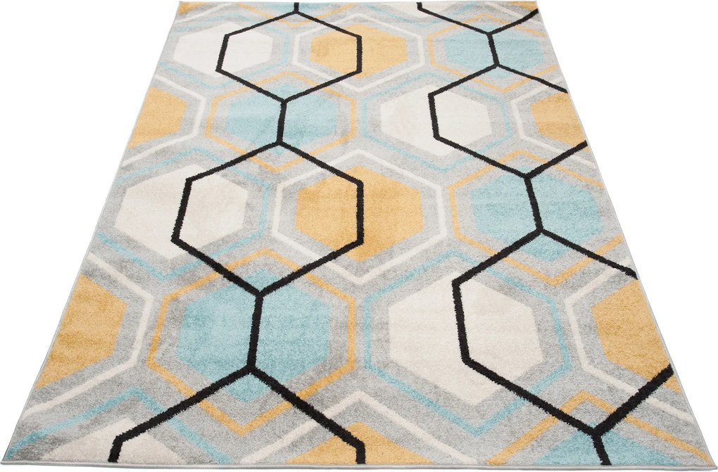 TA Koberec C569B ŠEDÁ/TURQUOIS AZURE Rozmer: 180x260 cm