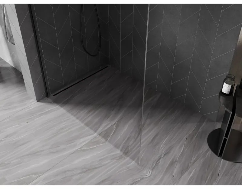 Mexen, Mexen Kioto-X sprchová stena 80 x 200 cm, 10 mm priehľadná, čierna - 800-080-101-70-00-X