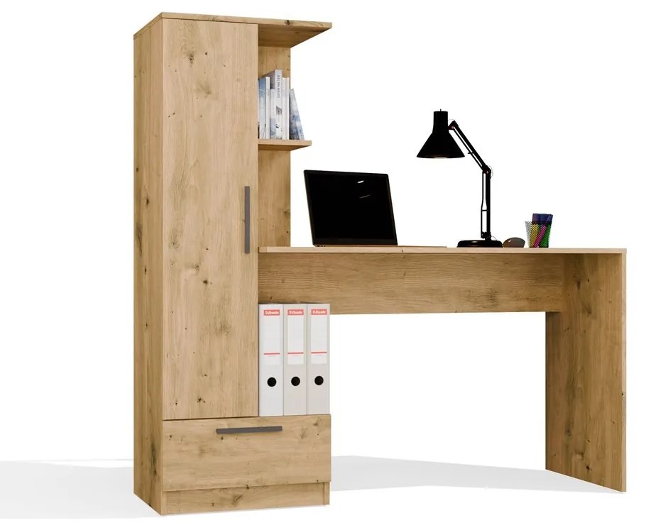 Písací stôl so vstavanou skriňou a policami COSMO dub artisan