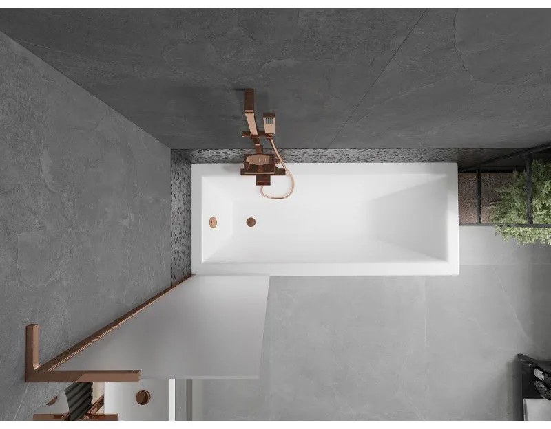 Mexen Next L, 1-krídlová vaňová zástena 50 x 150 cm, 6mm sklo námraza, ružové zlato profil, 895-050-000-03-30-60