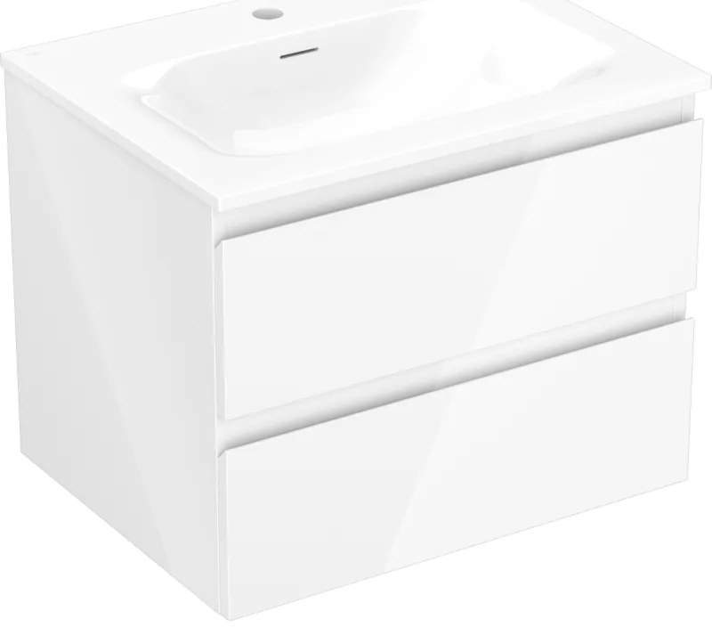 Mexen Orio, kúpeľňová skrinka 60 cm s umývadlom Vela, 2 zásuvky, biela lesklá, 91A10-06047-2-BFF00-W23M00