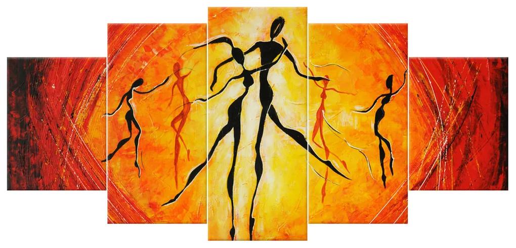 Gario Ručne maľovaný obraz Nádherný tanec - 5 dielny Rozmery: 150 x 70 cm