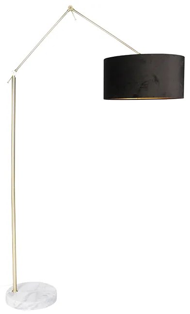 Moderná stojaca lampa zlatý zamatový tienidlo čierna 50 cm - Editor