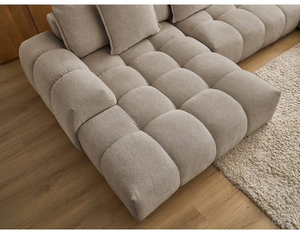 Taupe ženilková rozkladacia/s úložným priestorom rohová pohovka (pravý roh/do tvaru "U") Everest – Bobochic Paris