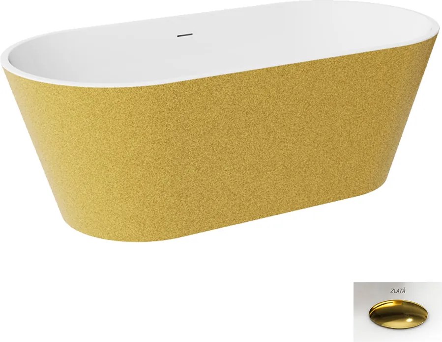 Besco Akrylátová voľne stojaca vaňa Deeva Glam Z 150x75 (160x75, 170x80, 180x80) BESCO-Typ výpuste: Click-Clack so sitkovým prepadom, čierna matná, B…