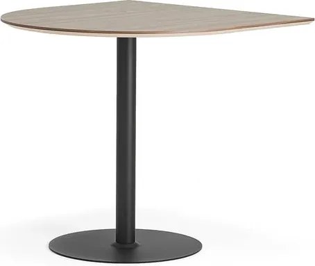 Barový stôl METRIC, polovičný ovál, 1000x1000x900 mm, čierna/orech