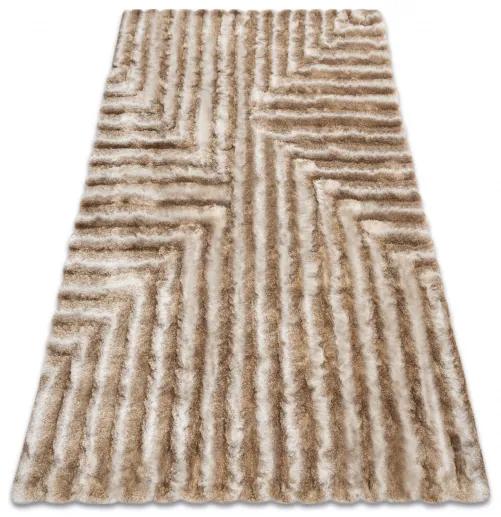 Moderný koberec FLIM 010-B1 shaggy, bludisko hnedý