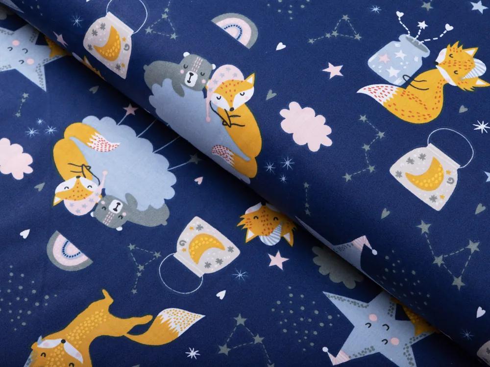 Biante Detské bavlnené posteľné obliečky do postieľky Sandra SA-281 Líšky na večernej oblohe Do postieľky 100x135 a 40x60 cm