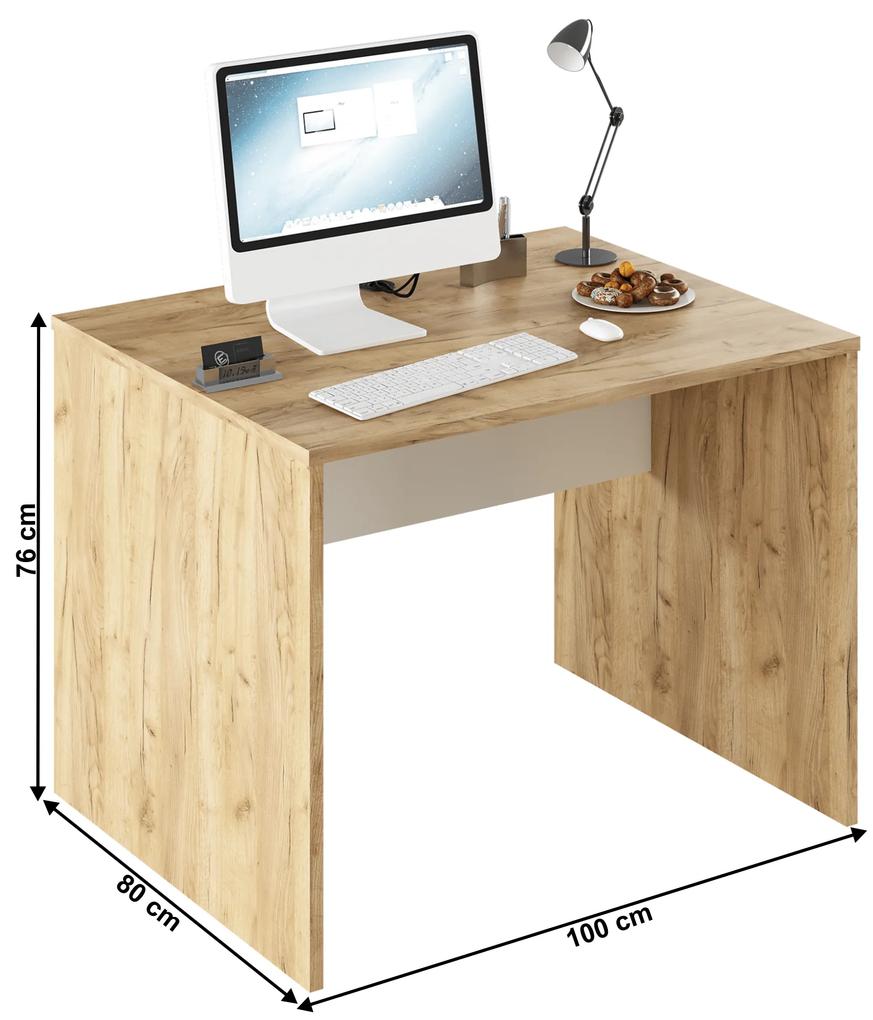 Kondela PC stôl, dub artisan/biela, RIOMA TYP 12