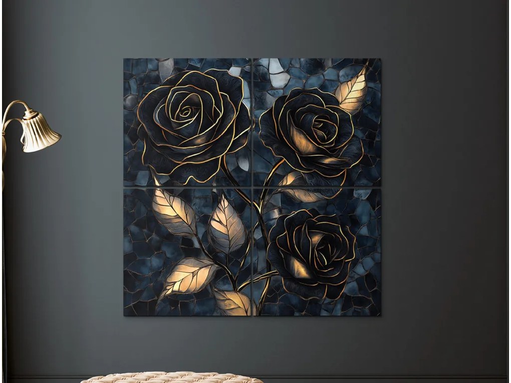drevko | Štvordielny obraz Zlatá trojruža 100 x 100 cm