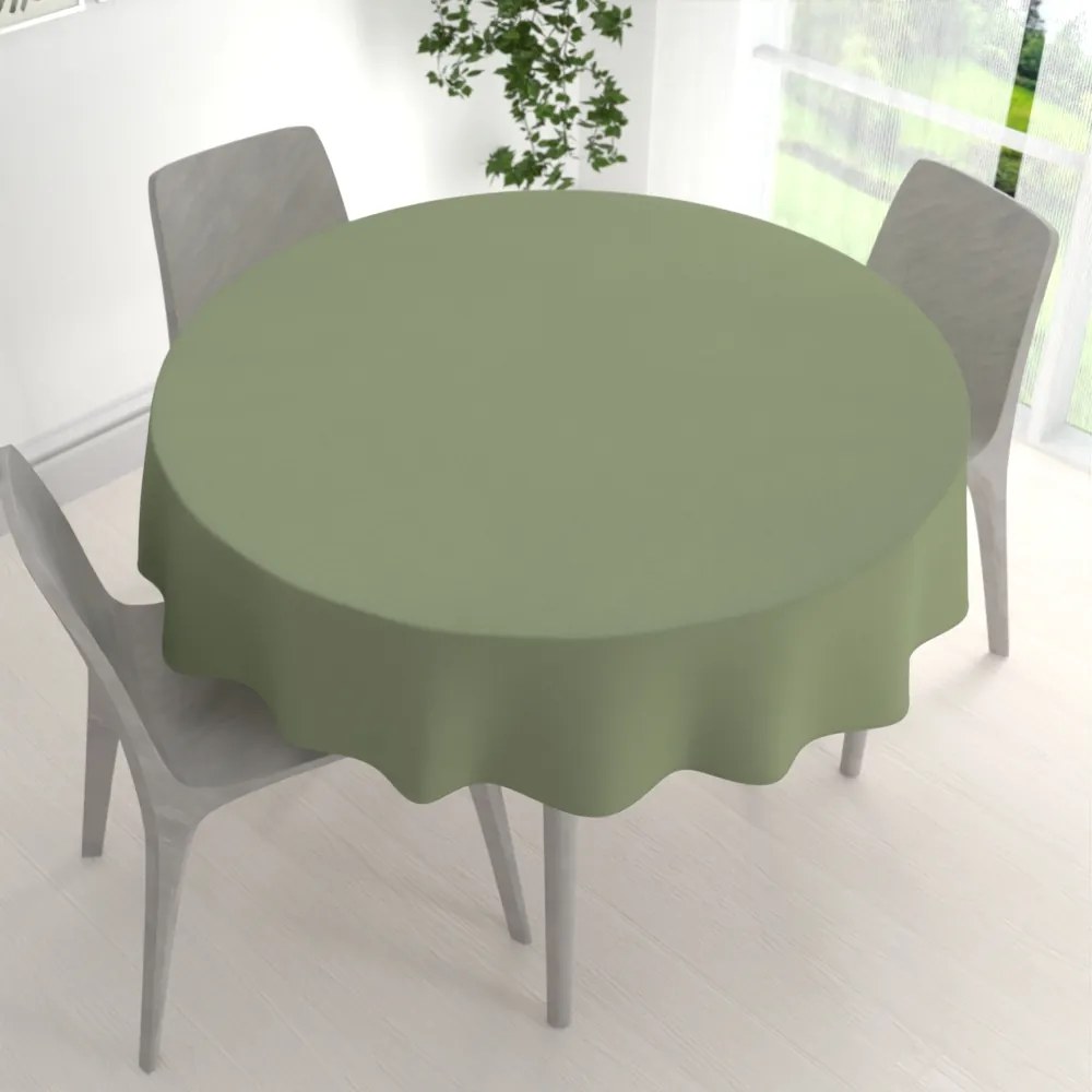 Biante Dekoračný okrúhly obrus BKU-118 Sivozelený Ø 120 cm