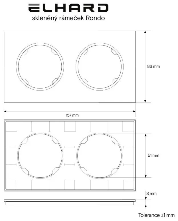 Elhard Sklenený dvojitý rámček Rondo Glass, biely RG3102W