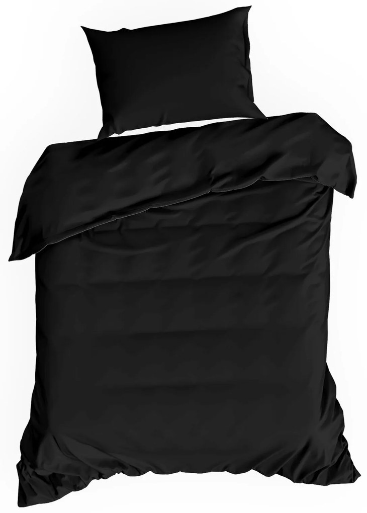 SATÉNOVÉ OBLIEČKY DINA 200X220 CM 2 KS 70X80 CM ČIERNE