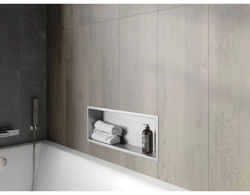 Mexen X-Wall-R, polička na zapustenie na obklad s golierom 60 x 20 cm, oceľová, 1910602010