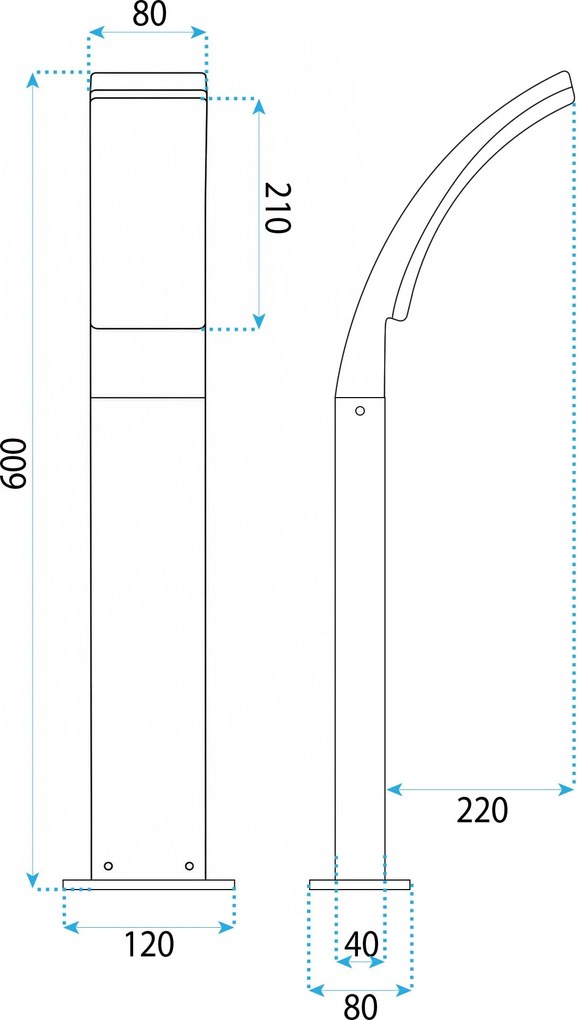 Toolight Toolight,, JNH033-G, záhradný LED stĺpik, v. 60 cm, 12 W, 4500 K, IP44, čierna matná, OSW-56227