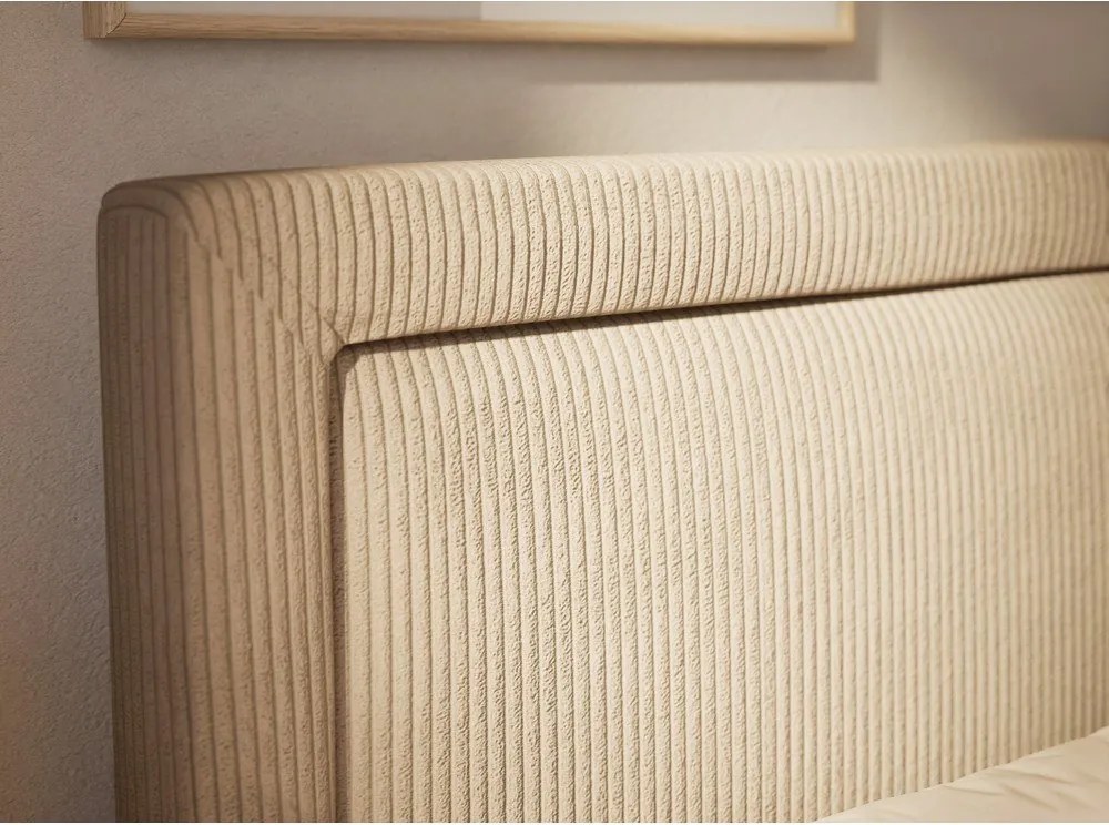 Béžová boxspring posteľ s úložným priestorom 200x200 cm Fresco – Maison de Rêve