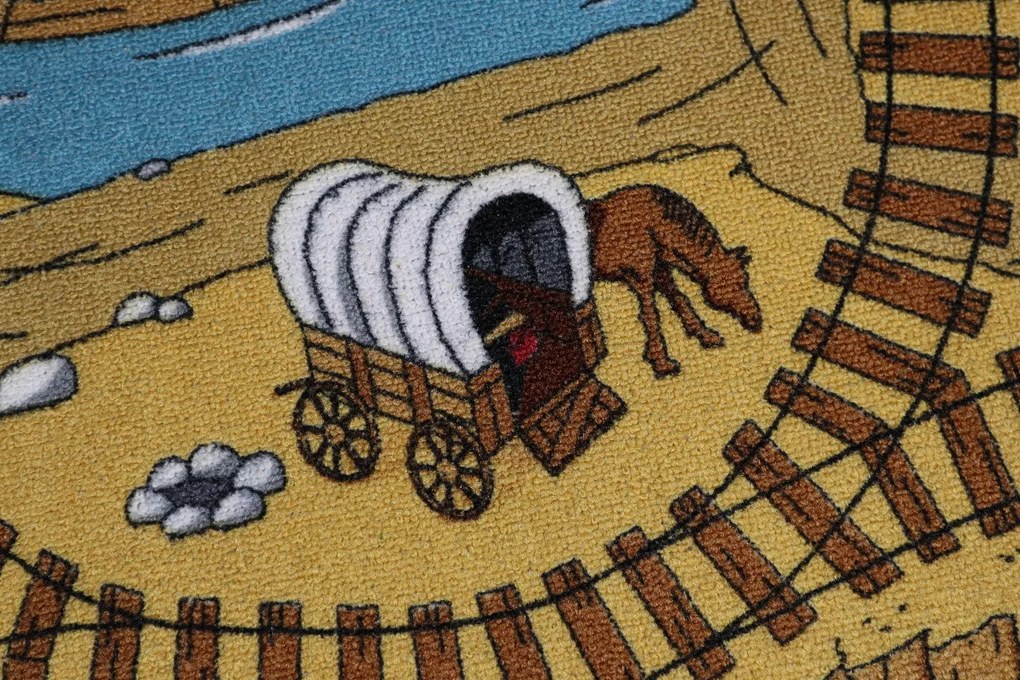 AKCIA: 270x400 cm Detský kusový koberec Western - obšitý zo všetkých strán, šíře, viacfarebná, filc, detská izba, AladinWorld Expres