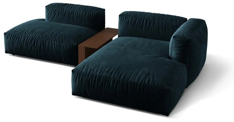 Tmavomodrá zamatová modulárna rohová pohovka (pravý roh/s leňoškou) Martina – Micadoni