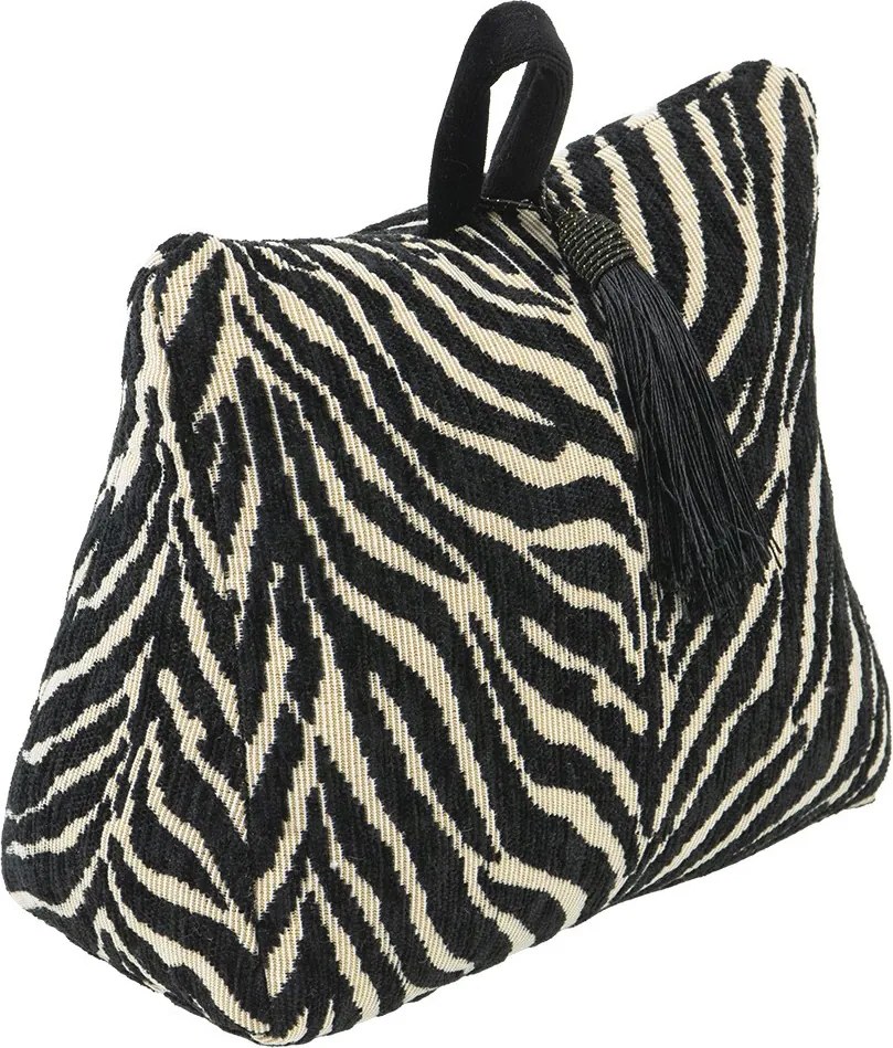 Krémovo-čierna bavlnená dverná zarážka Zebra - 10*21*17cm