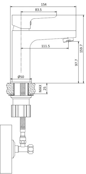 Umývadlová batéria NAESBY 15,9 cm matná čierna