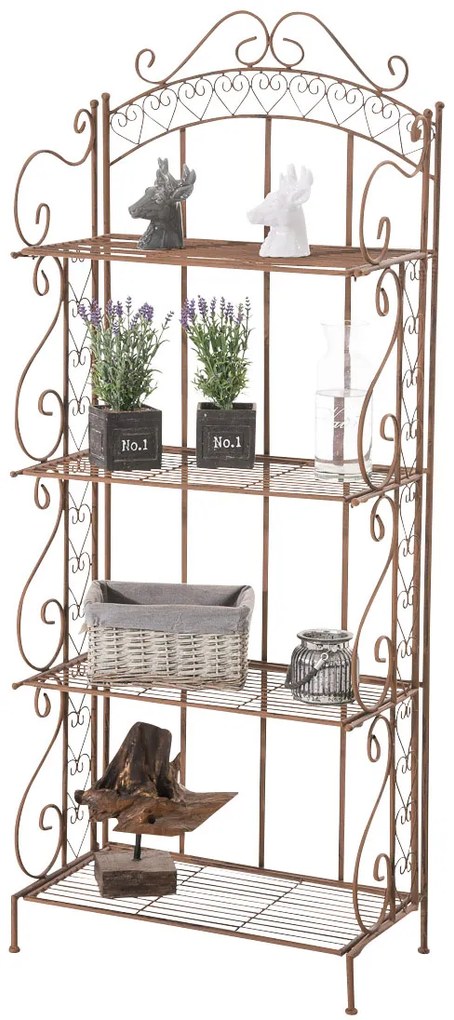 Kovová polica regál Anja - Hnedá antik