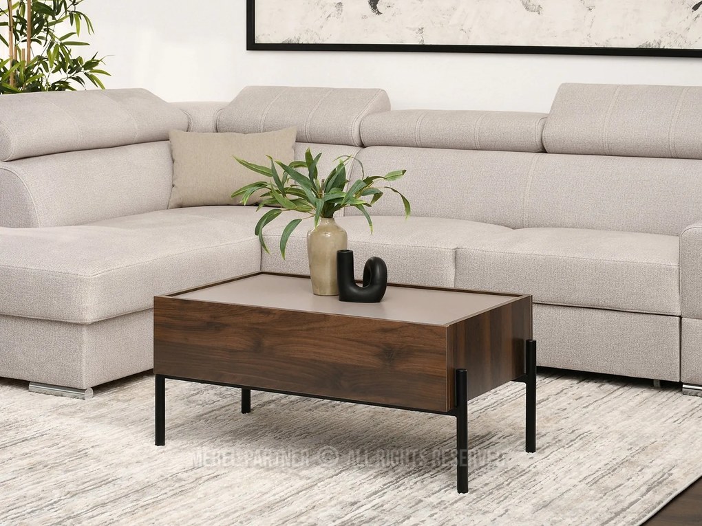 Konferenčný stolík Bertina M (béžová + čierna). Akcia -21%. Vlastná spoľahlivá doprava až k Vám domov. 1111576