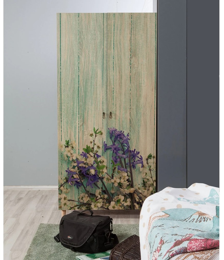 Šatní skříň Stil 90 cm dub sonoma/zelená