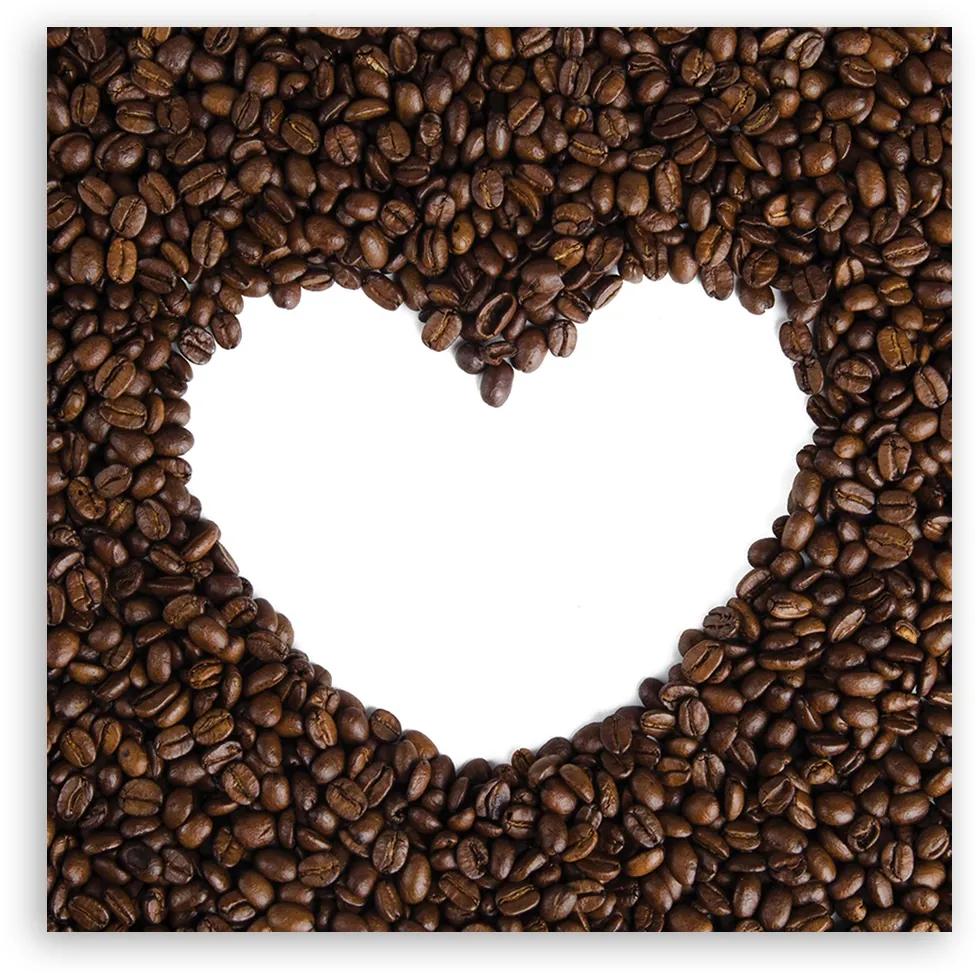 Obraz na plátně, Kávová srdce - 40x40 cm