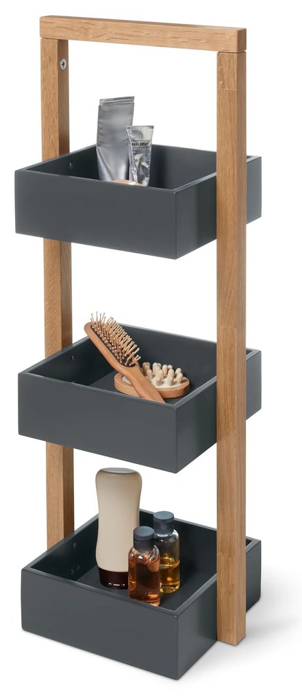 Stojací regál s 3 úložnými boxmi, antracitový