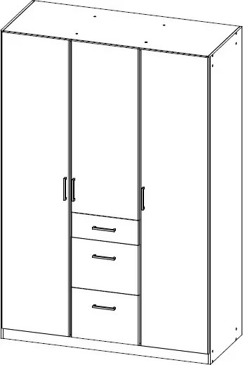 Šatníková skriňa Joker, 135 cm, biela / dub sonoma