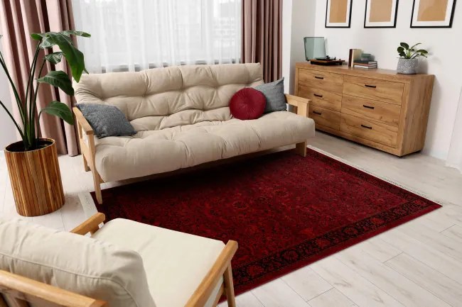 Koberec ORIENT 5125 so strapcami / rám, orientálny / klasický, bordový / čierny
