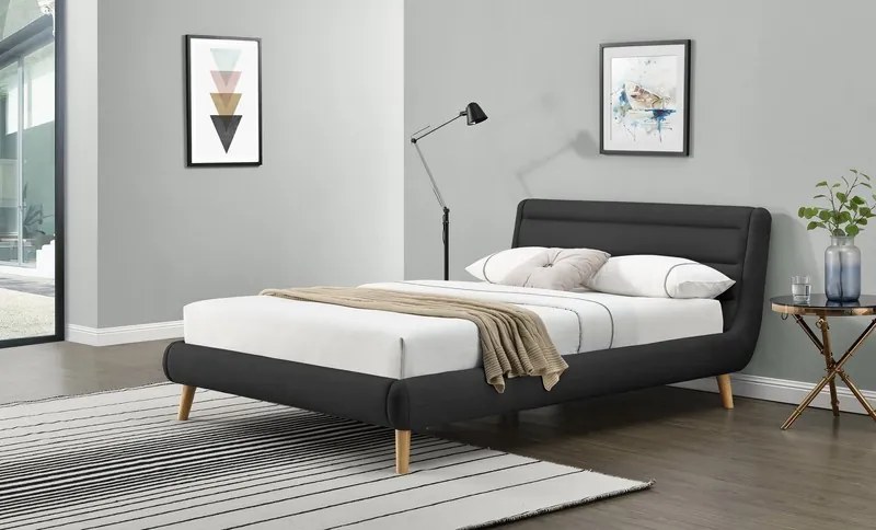 Čalúnená posteľ Eliot 160x200cm, tmavo šedá