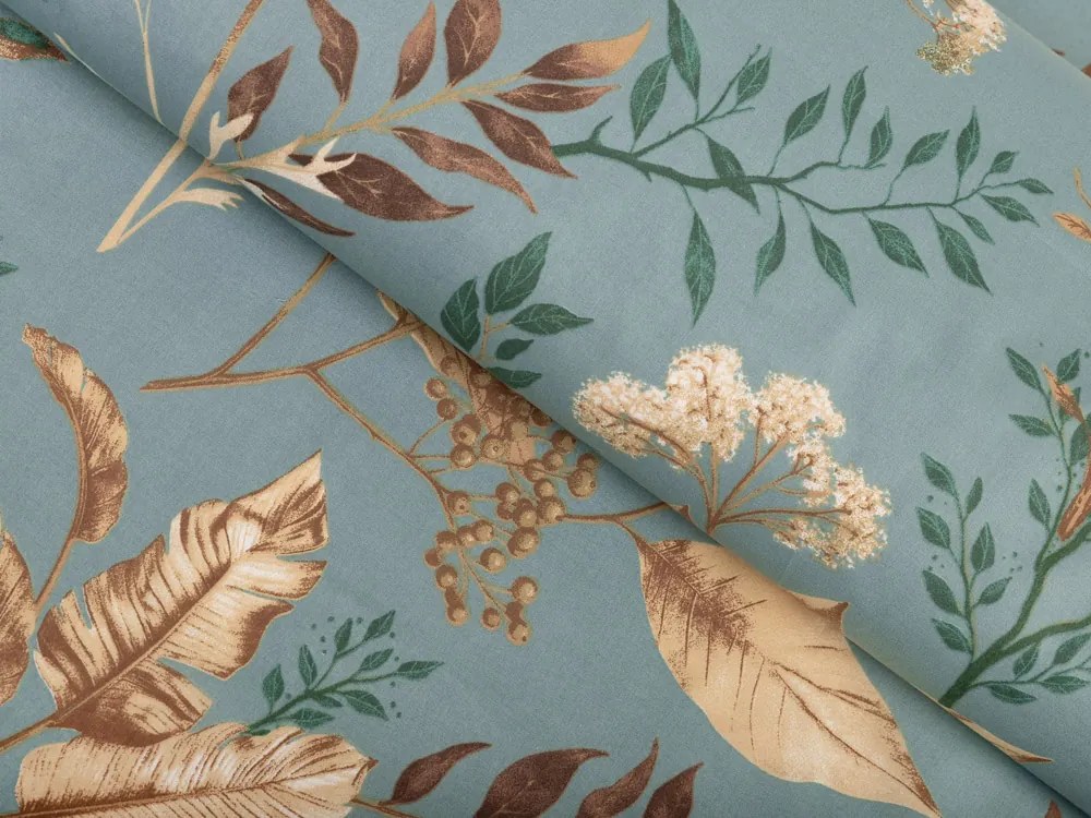 Biante Bavlnený záves Sandra SA-551 Jesenné vetvičky na sivomodrom 150x220 cm