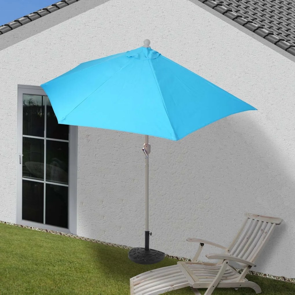 Slnečník polkruh Parla - polyester/hliník - 300cm tyrkysová so stojanom