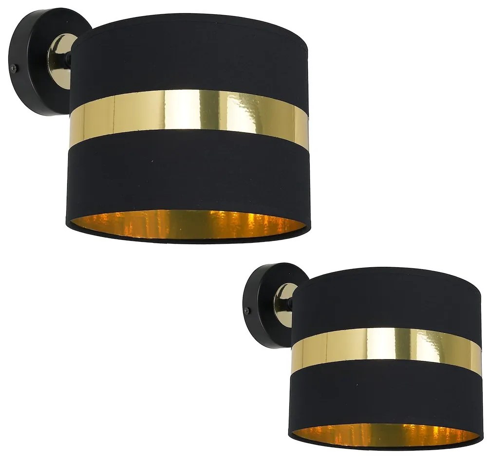 Nástenné svietidlo Palmira, 1x zlaté/čierne textílné tienidlo, b/g